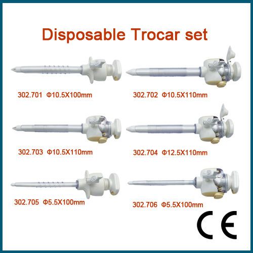 100% Brand New Disposable Trocar set with safety Laparoscopy 302.701/702/703/704