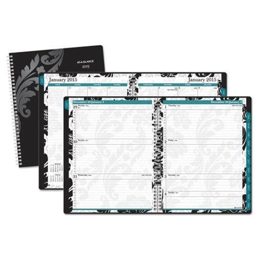AT-A-GLANCE® Block Format Madrid Weekly/Monthly Planner, 8 1/2 x 11, Black/White