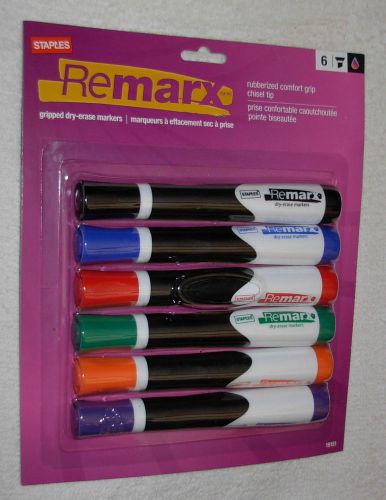 Brand new 6 staples remarx dry-erase markers chisel tip gripped 6 colors for sale