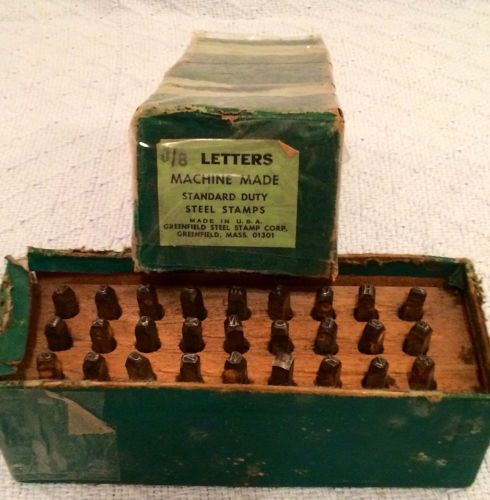 Vintage Antique Greenfield Steel Stamp Works Machine Made 1/8&#034; Letters