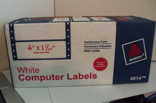 Avery Dennison Ave-4014 Pin Fed Label - 4&#034; X  1 7/16&#034; -5000 Labels-White