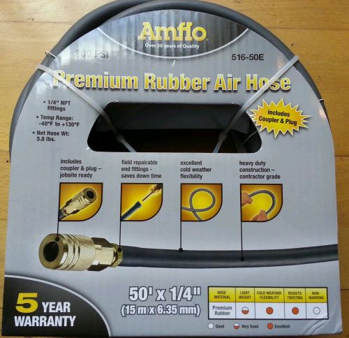 Amflo grey  50 ft. premium rubber air hose. With 1/4 inch NPT fittings