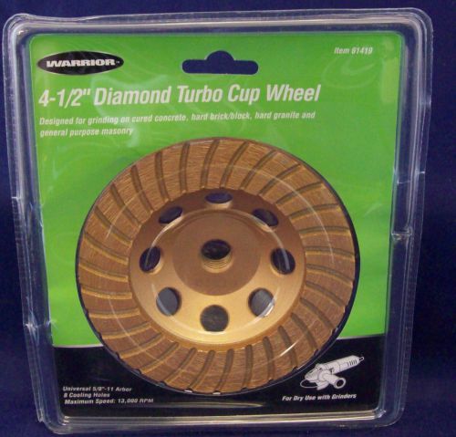Warrior 4-1/2&#034; diamond turbo cup wheel 98729 brand new sealed for sale