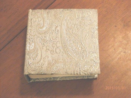 Silver Paisley  Desk Note Pad    New    5 1/2&#034;  X  5 1/2&#034;  X 2&#034;    Fabric Cover