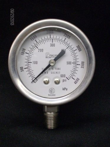 Pacific &amp; scientific 600 psi 316 stainless nagano tube &amp; socket pressure gauge for sale