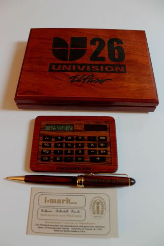 I Mark Pen  Mahogany Wood Set w/ Calculator &#034;Univision&#034; 26 El Paso &#034;Rare&#034;Exclnt