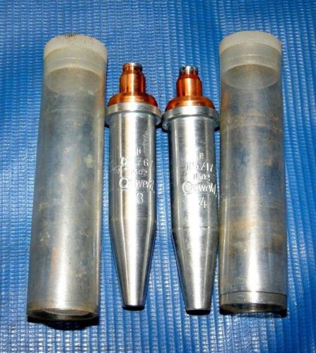 2 oxweld 1502 acetylene cutting torch tips # 3 &amp; 4  tips are new just old stock for sale