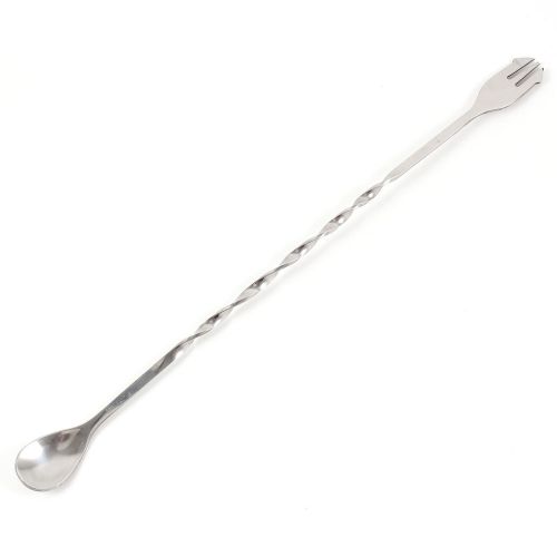 10&#034; Stainless Steel Bar Spoon and Fork Combination Olive Mixing Utensil