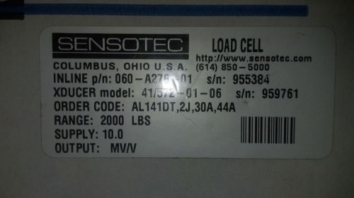 Sensotec load cell 060-a276-01 41/572-01-06 2000lbs new for sale