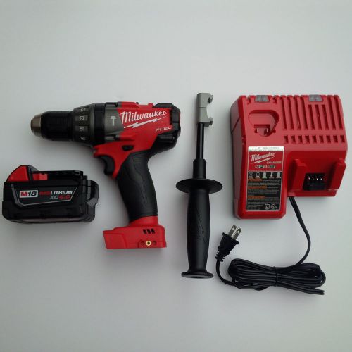 Milwaukee M18 FUEL 2604-20 18V 1/2 Hammer Drill, 48-11-1840 4.0 Battery, Charger