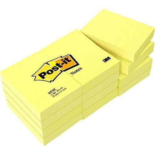 Post-it notes. 1 3/8 x 1 7/8 inches, canary yellow, 12-pads/pack, free shipping for sale