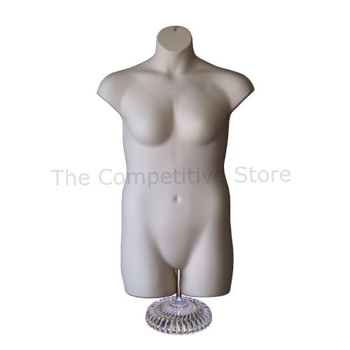 Female Plus Size Flesh Dress Mannequin Form With Economic Plastic Base 1X - 2X