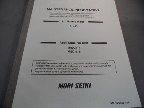 Mori Seiki Maintenance Information SH-63 MM-CESH63-A5E