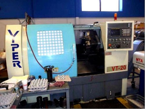 2000 mighty viper vt-20 two axis cnc lathe w/fanuc 18t for sale