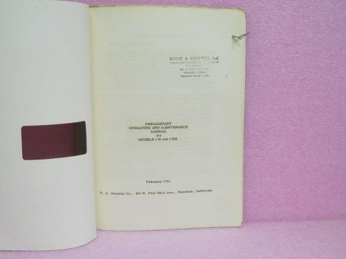Moseley Manual 135, 135R X-Y Recorder Preliminary Oper. &amp; Maint. Man. w/Schem.