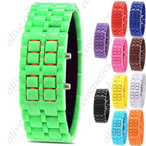 Chic red light led digital watch wristwatch timepiece with date &amp; plastic band for sale