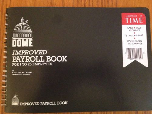 Dome Improved Payroll Book For 1 to 25 Emplyees 10&#034;X6.5&#034;