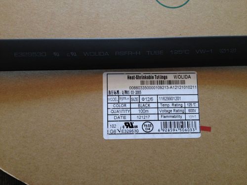 Black 12mm Dia. Heat Shrinkable Tube Shrink Tubing 5M