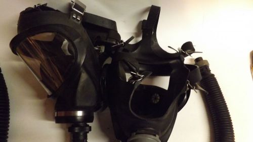 Lot Of 2 MSA SCBA Air Masks With Hose Firefighter Respirator Gear