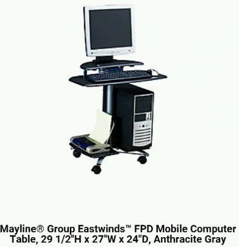 Mayline Computer Workstation FPD Mobile Computer Table, Anthracite Gray