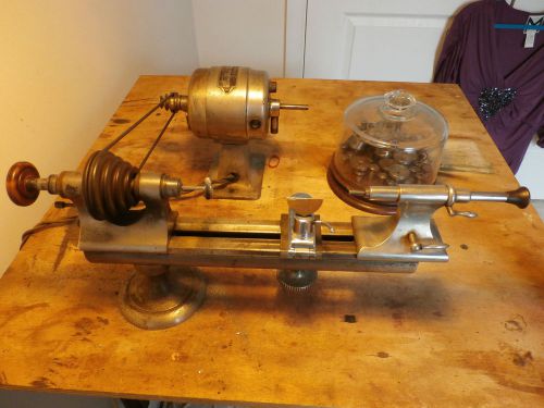 VINTAGE WATCHMAKERS LATHE AND COLLETTS AND BOOK WORKING