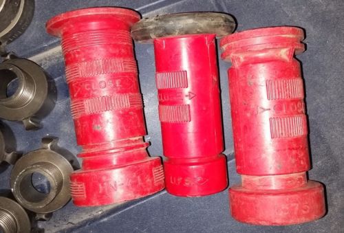 3x 1&#034; and 1-1/2&#034; NPSH FIRE HOSE NOZZLE COMBINATION FOG RED POLYCARBONATE