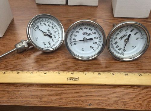 Lot of 6 WIKA Bimetal Thermometers. 3&#034;, 1/2&#034; NPT, 50/550F