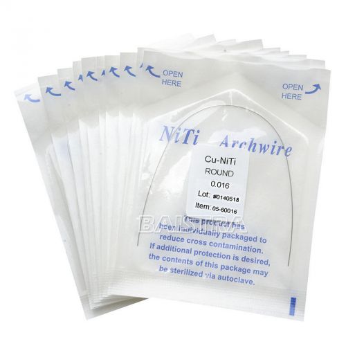 10 Packs Dental Ortho Cu NiTi (Copper-Nickel-Titanium) Arch Wires Round 0.016&#034;