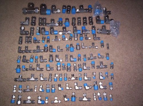 128 assorted stainless steel comp. fittings and pipe to comp. fittings