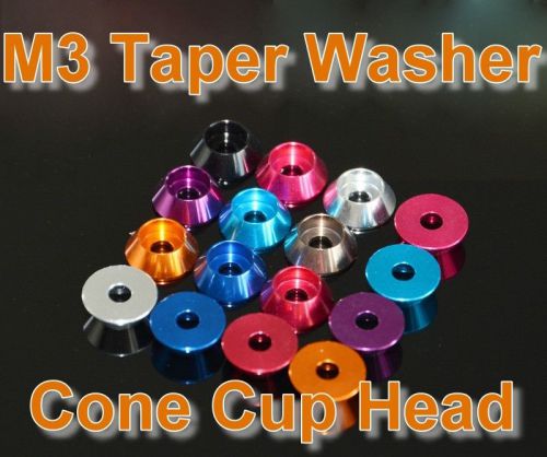 M3 aluminum cone cup taper washer for hex socket  x10 black blue red gold purple for sale