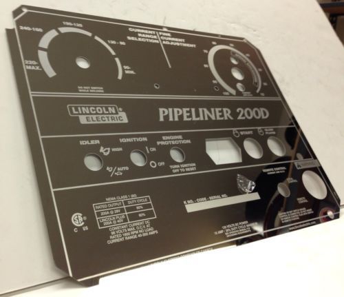 Lincoln Pipeliner 200D Welder Mirrored Stainless Steel Faceplate (L11952) BW614
