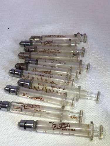 Lot of 11 vintage eisele/b-d luer-lok multifit sempra  2cc glass syringe&#039;s for sale