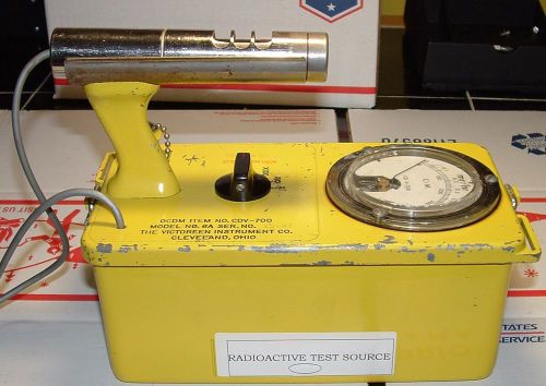 Victoreen l CDV-700 6B geiger counter  w/probe, headphone, carrying strap
