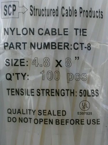 Lot of 7500 pcs,100pcs per bag 75 bags 8&#034;  Nylon Cable Ties strength: 50LBS