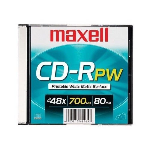 5 Pack MAXELL 648721 Printable White CD-RPW Media - 5 Pack