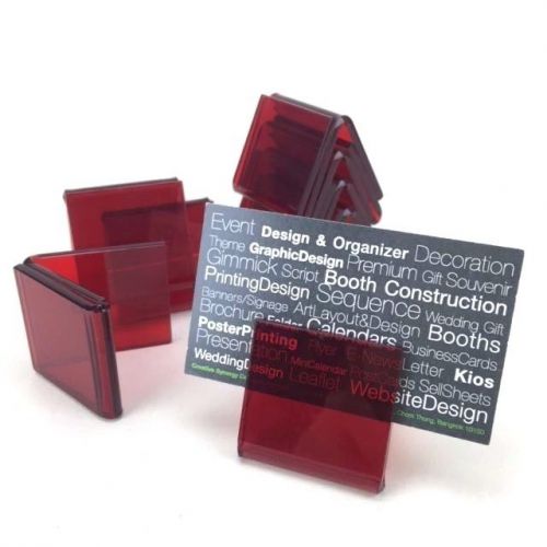8 PCS NAME CARD DISPLAYS HOLDER PLASTIC DESIGNS DINE TABLE BUSINESS RED