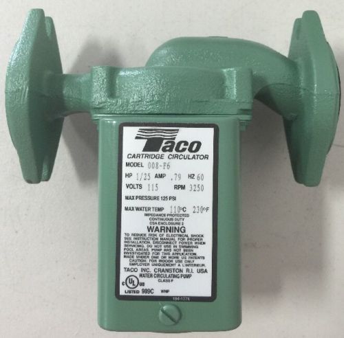 NEW TACO 008-F6 Cast Iron Cartridge Circulator Pump 1/25 HP .79 Amp 115 Volts