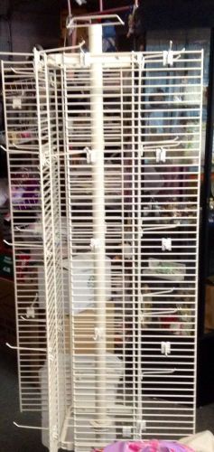 WHITE WIRE DISPLAY RACK MOVABLE PEGS SPINS LOCAL PICK UP ONLY APPROXIMATELY 5&#034;