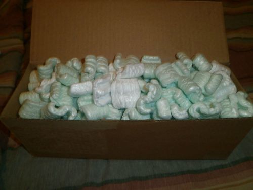 Small rectangular box of white and green of packing peanuts! Free shipping!