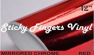 (2 Sheets) RED MIRRORED Chrome ADHESIVE Vinyl 12&#034; x 9&#034; -SIGNS Crafts DECALS