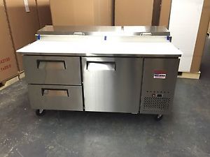NEW 67&#034; 2 DRAW PIZZA PREP TABLE Drawer PIZZA MAKE BENCH 72 6 Foot Drawers DRAWS