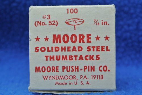 Silver Moore Solidhead Steel Thumbtacks #3 No. 52 7/16&#034; Push Pins FREE SHIPPING