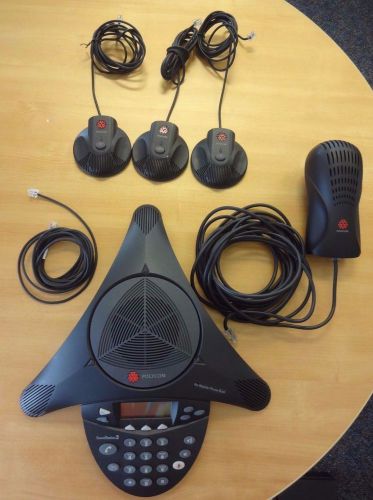 Polycom soundstation 2 conference phone (2201-16200-601 w/ mic and wall module for sale