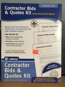 Contractor Bids &amp; Quote Kit With CD &amp; Manual
