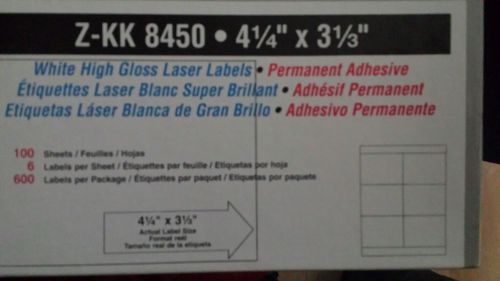 WHITE LABELS 100 SHEETS X 6 PER PAGE = 600 LABELS SIZE 4.25&#034; X 3.33&#034;