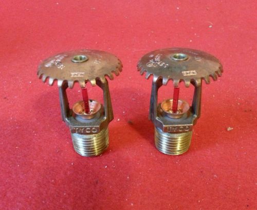 Pair of TYCO 1/2&#034; Brass Upright Sprinkler Head TY3131 155°F / 68°C - reclaimed