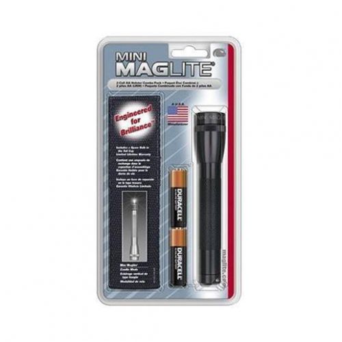 MagLite Mini Flashlight AA Batteries Black Holster M2AO1H