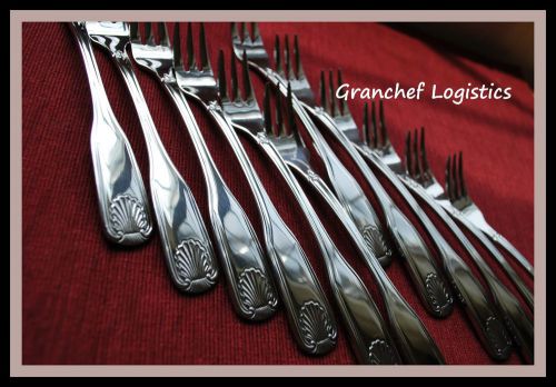 Seafood forks / cocktail forks (12)  shell pattern ~ new in box ~ stainless for sale