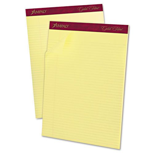 Ampad Gold Fibre Pads, 8 1/2 x 11 3/4, Canary, 50 Sheets, Dozen