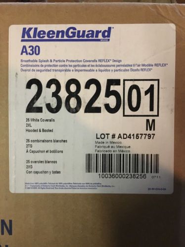 Kleen guard a30 2xl coveralls hooded &amp; booted unopened box of 25 white suites for sale